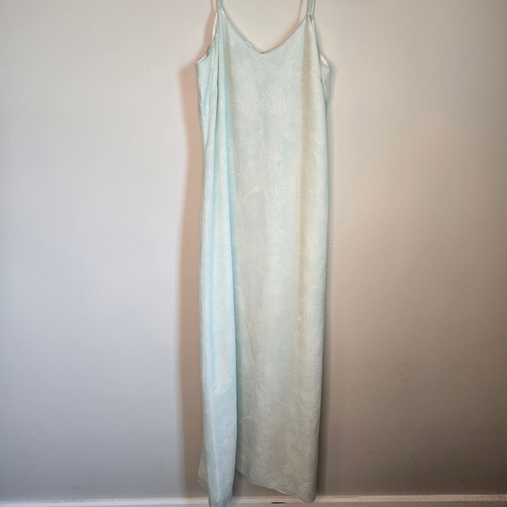 Tommy Bahama VTG y2k Silk Maxi Dress Blue Floral Tropical Slip Dress V-Neck Sz 4 - Picture 2 of 12